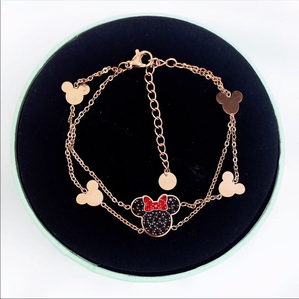 MINNIE MOUSE 925 SILVER Plated Stainless Steel Layered Bracelet - Picture 8 of 9
